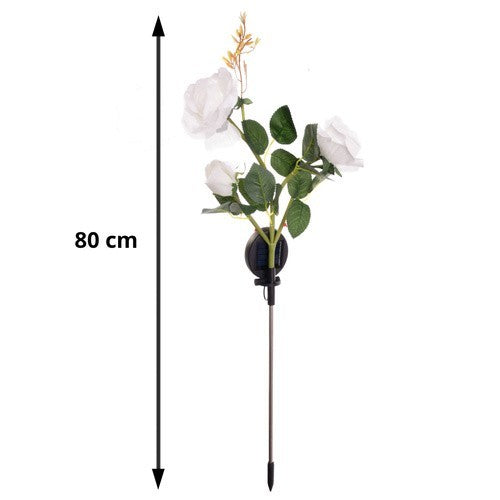 Solar Gartenrose LED Lampe 3 Blumen Solarleuchte Kunstblume IP44