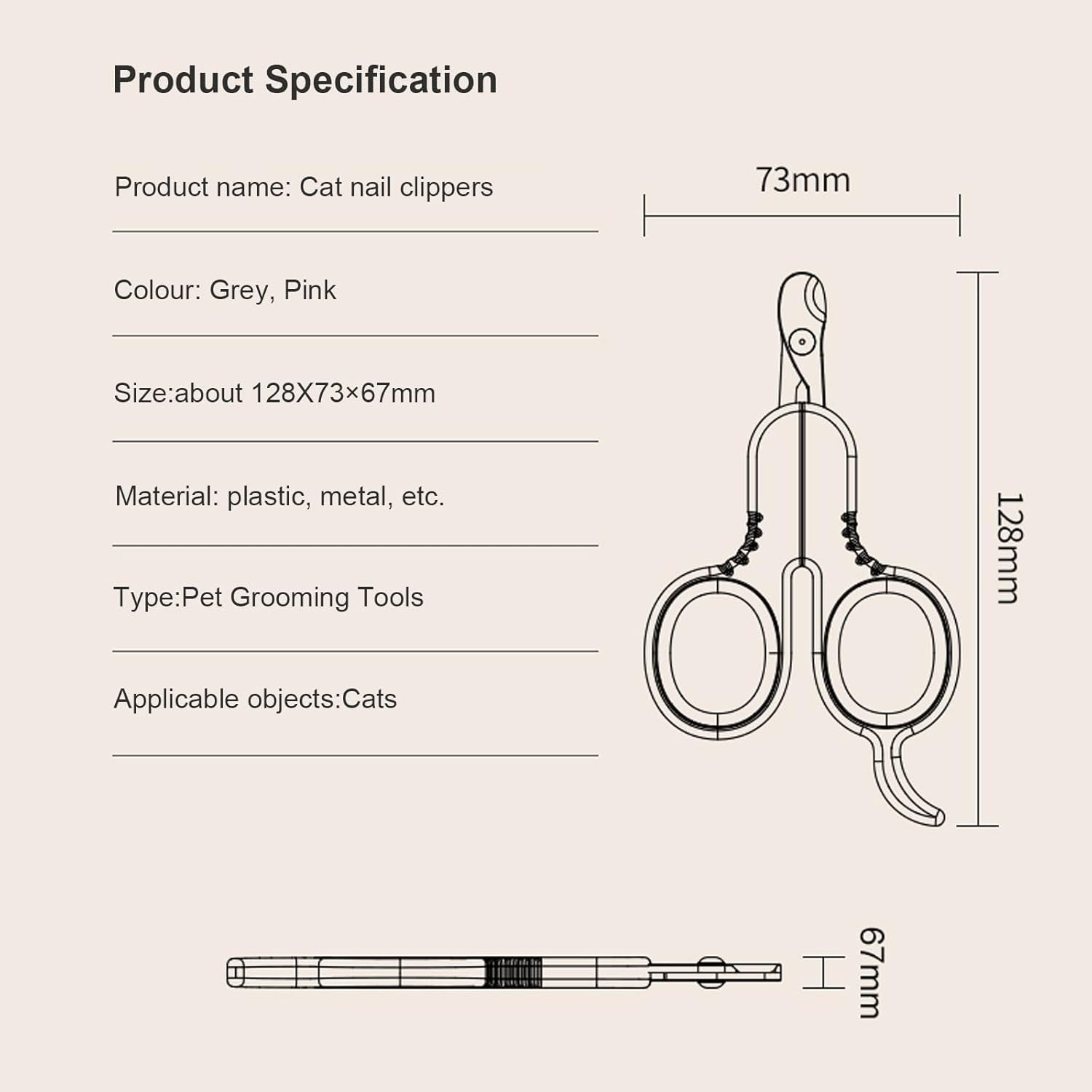 ZEWZE Krallenschere Katzen Nagelknipser Edelstahl Grau für Haustiere
