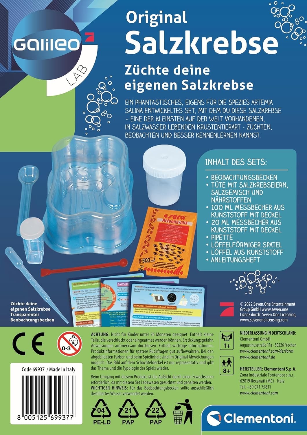 Clementoni Galileo Lab Salzkrebse – Urzeitkrebse Zucht & Beobachtung für Kinder