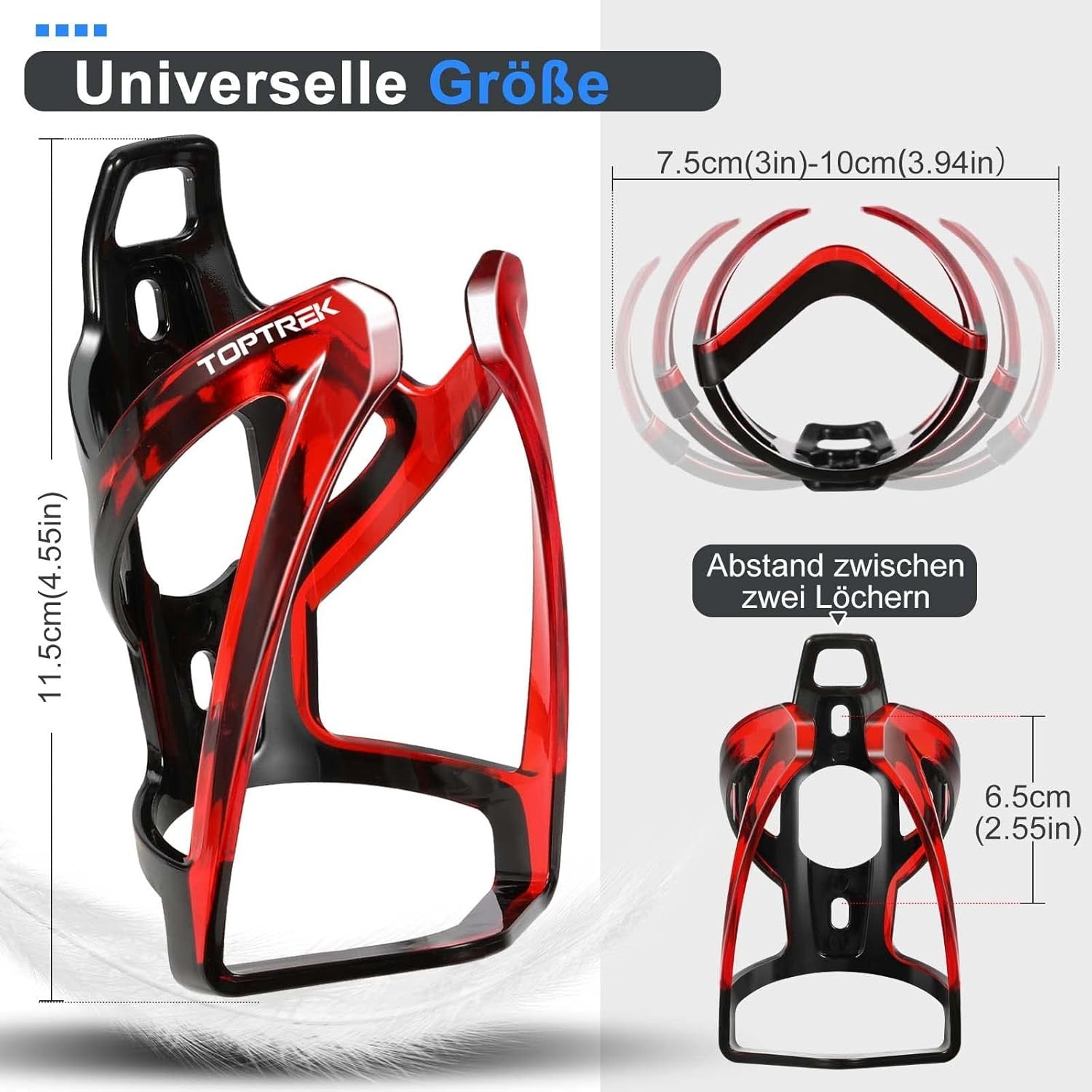 Toptrek Flaschenhalter Fahrrad, Farbverlaufen Getränkehalter Fahrrad 36g Leicht