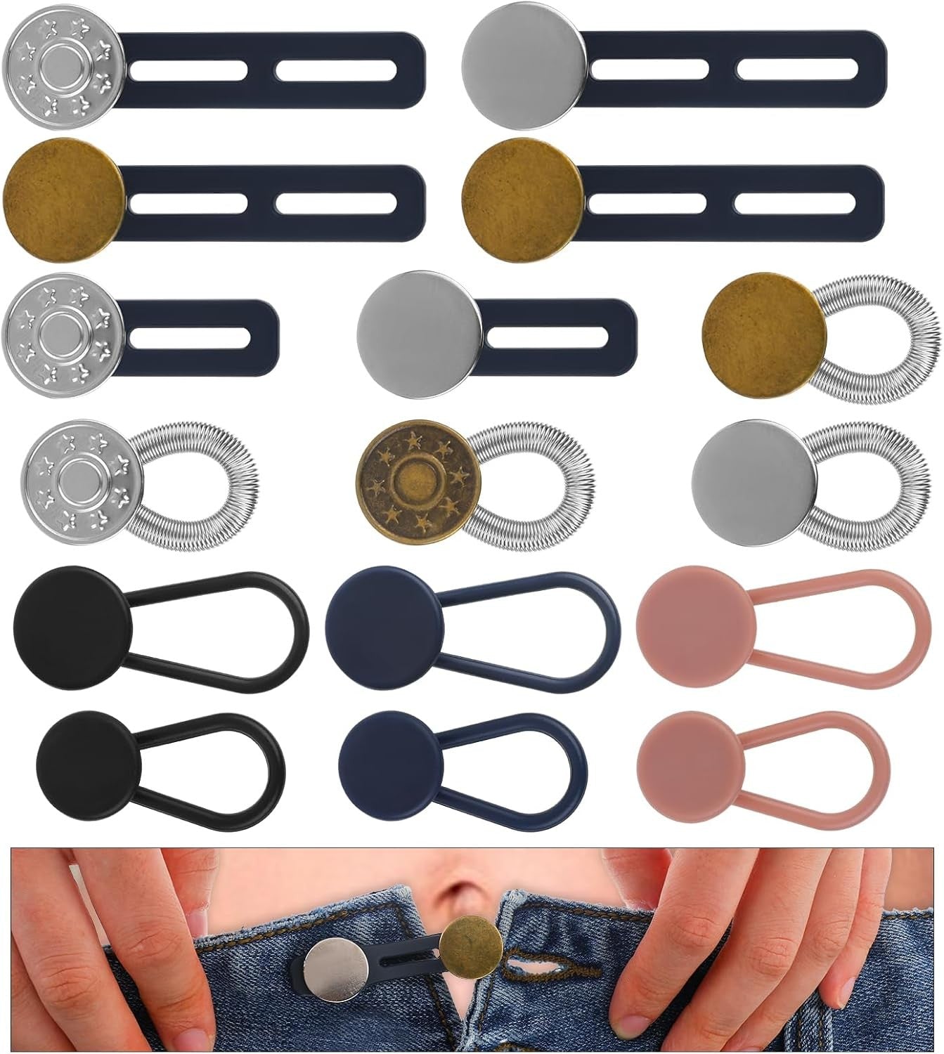 Giantree 16x Hosenbunderweiterung Knopf Jeans Bundverlängerung Damen Herren