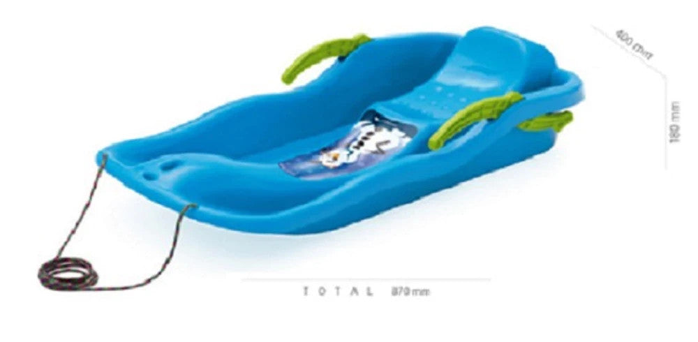 Kinder Bobschlitten Bob Schlitten Rodel Schneegleiter Bremshebel Zugseil 85x40cm