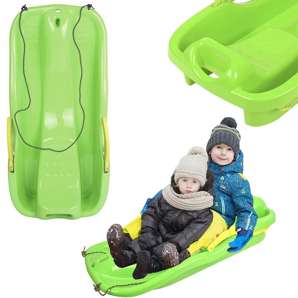 Kinder Bobschlitten Bob Schlitten Rodel Schneegleiter Bremshebel Zugseil 85x40cm