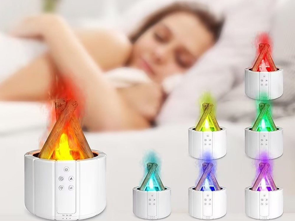 Luftbefeuchter USB Aroma Diffusor LED RGB Kamin Nebel Feuer Effekt