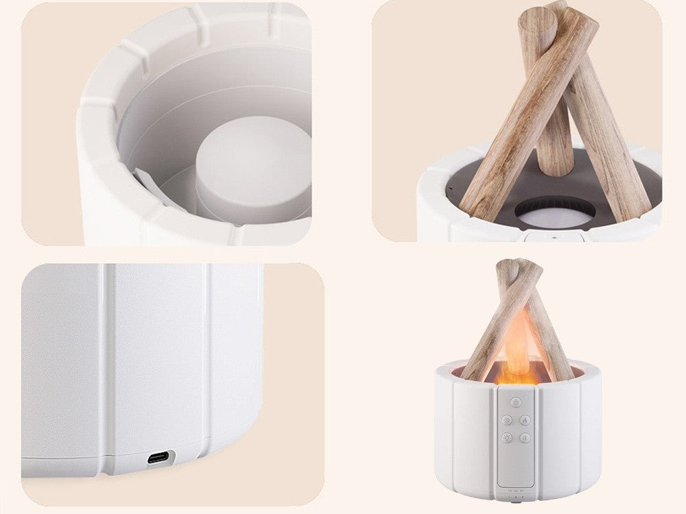 Luftbefeuchter USB Aroma Diffusor LED RGB Kamin Nebel Feuer Effekt