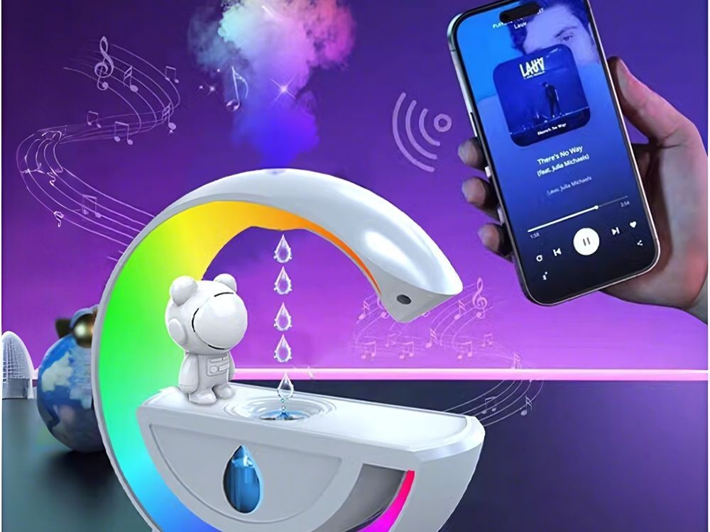 Luftbefeuchter Astronaut mit Bluetooth Lautsprecher LED RGB USB Mist