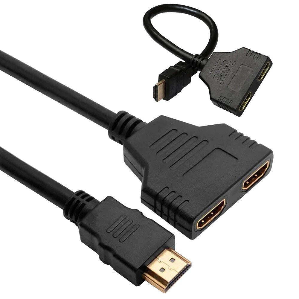 HDMI Splitter Verteiler 2 in 1 Adapter Konverter Hub Kabel PC TV HDMI Wandler