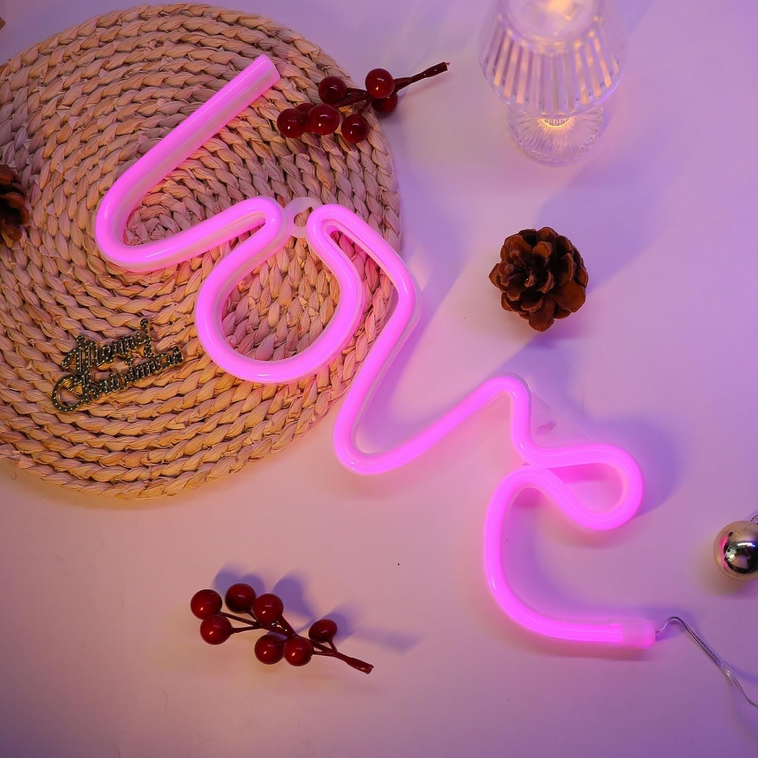 LED Neon Love Schild Batteriebetrieben Wanddeko Valentinstag ROSA