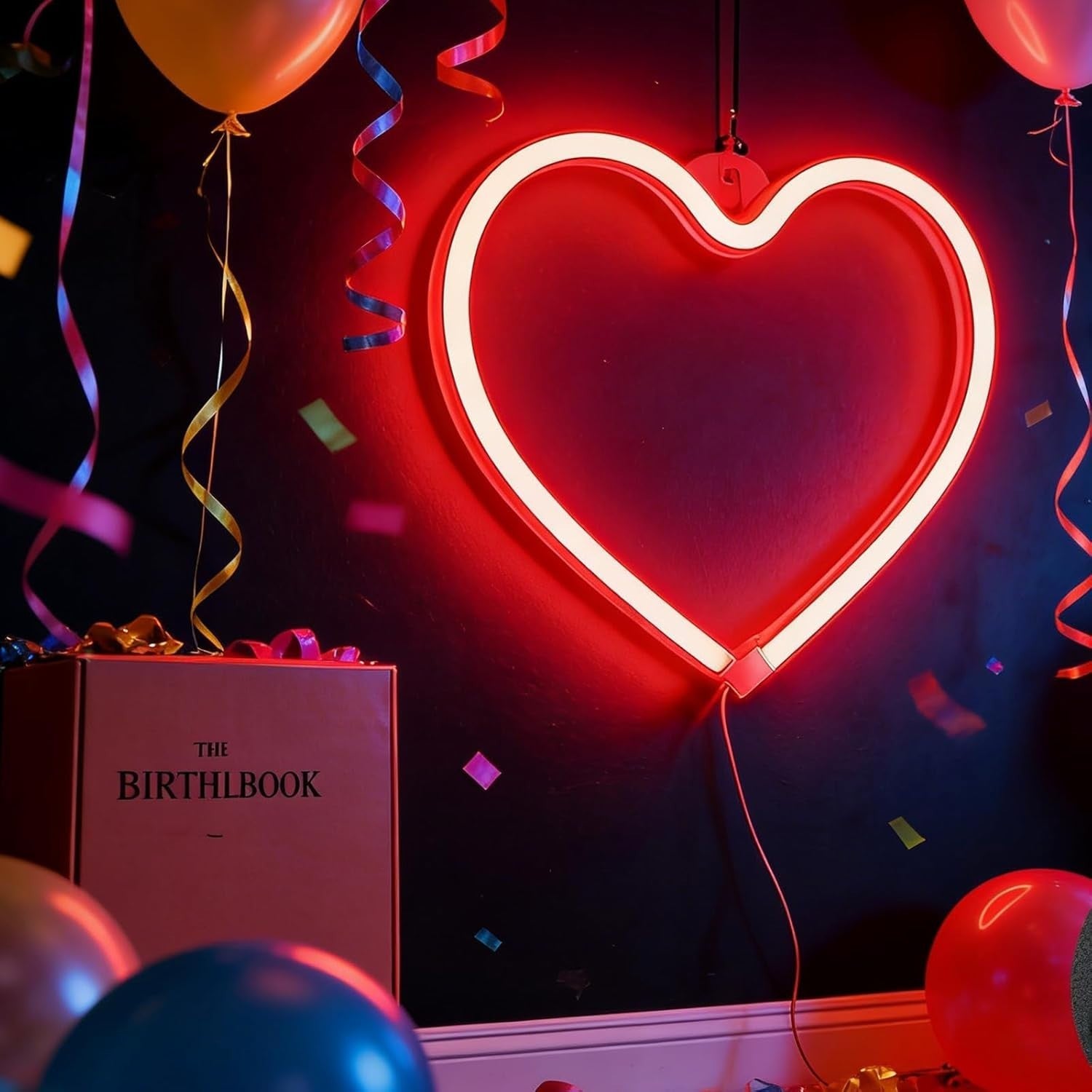 Rotes LED Herz Neon Schild USB Batterie Wanddeko Liebe Valentinstag 1 Stück