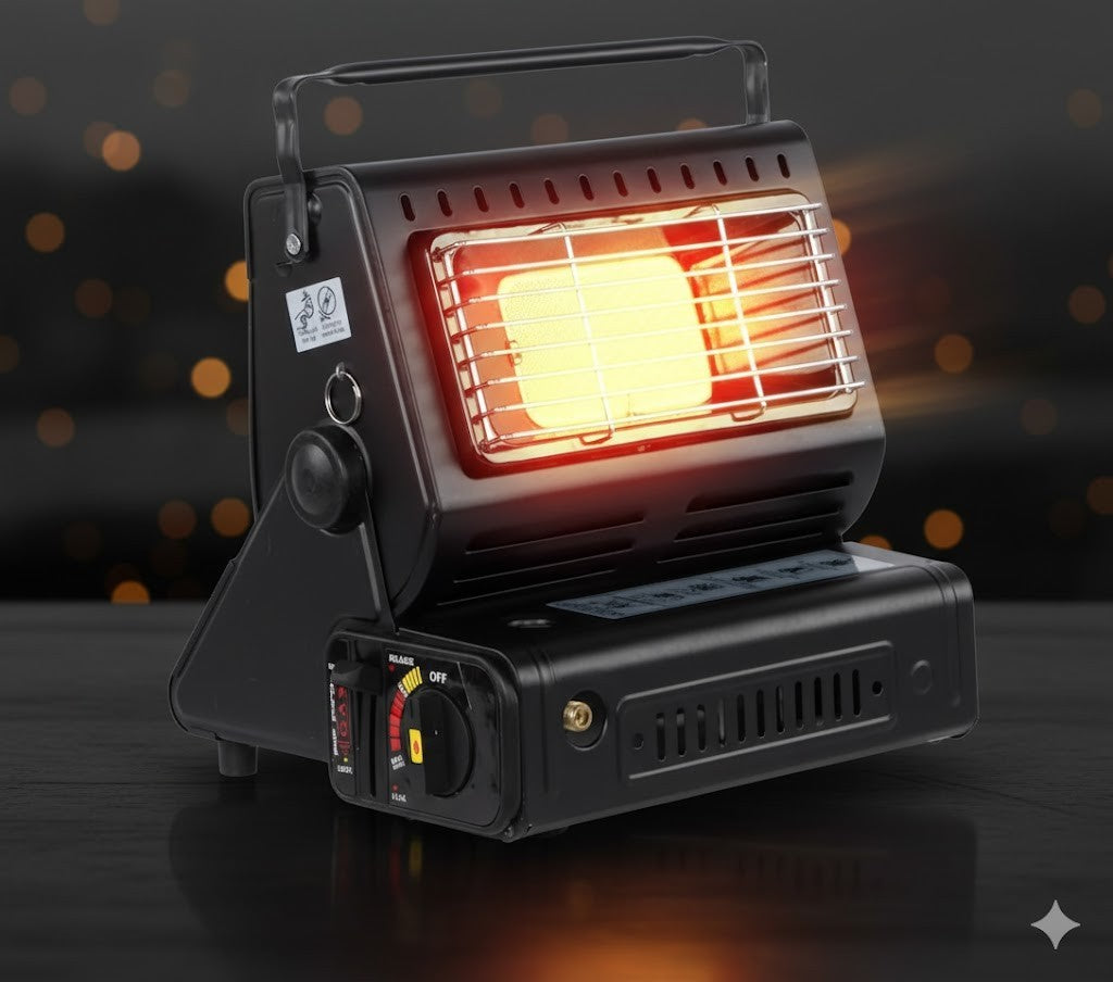 2in1 Tragbare Gasheizung Camping Gaskocher Heizstrahler Butan +4 Gas