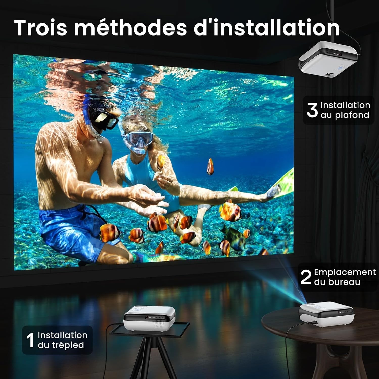 HAPPRUN H1 Mini Beamer 4K Full HD 1080p Bluetooth Projektor HDMI USB PS5