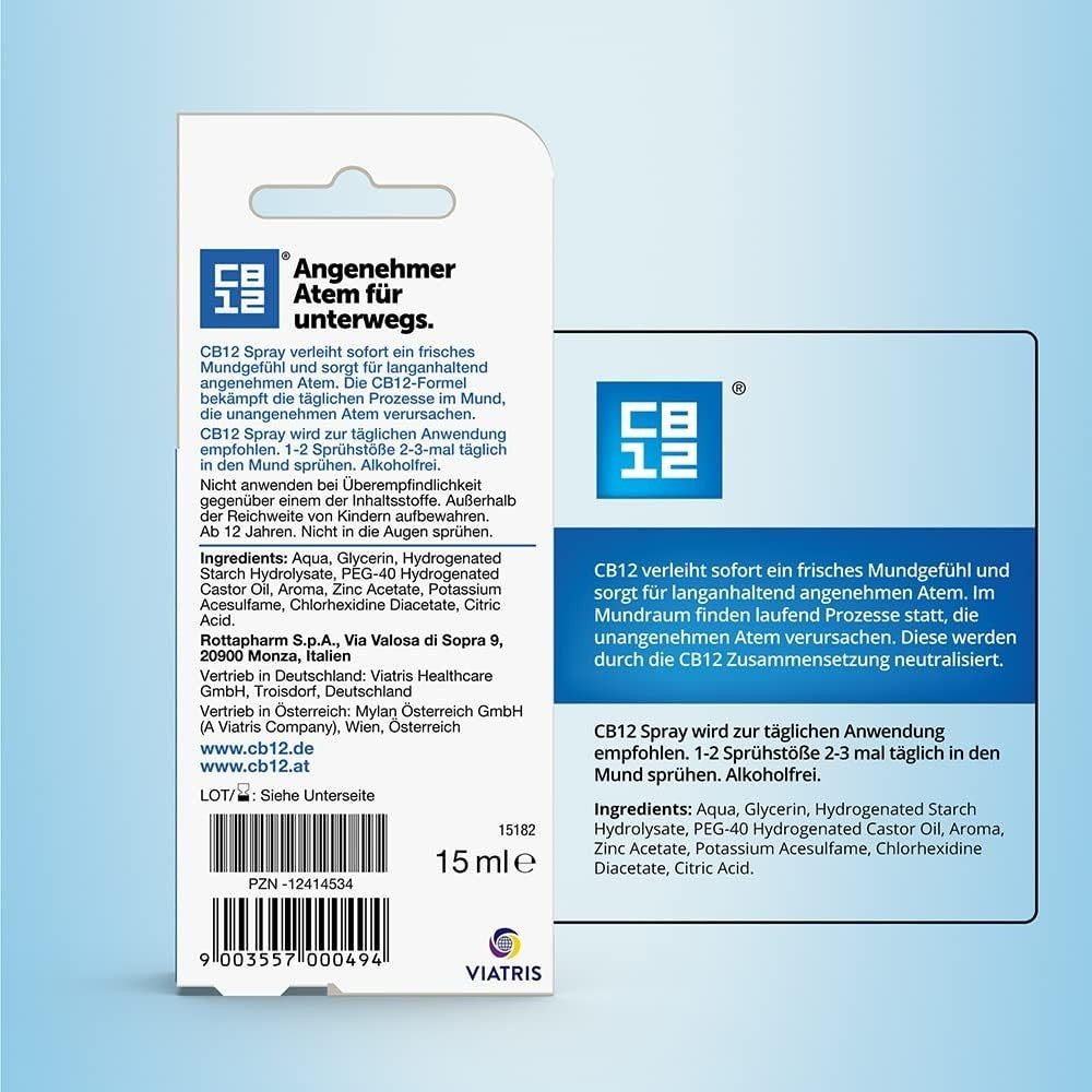 CB12 Mundspray 15ml Minze Menthol gegen Mundgeruch für unterwegs