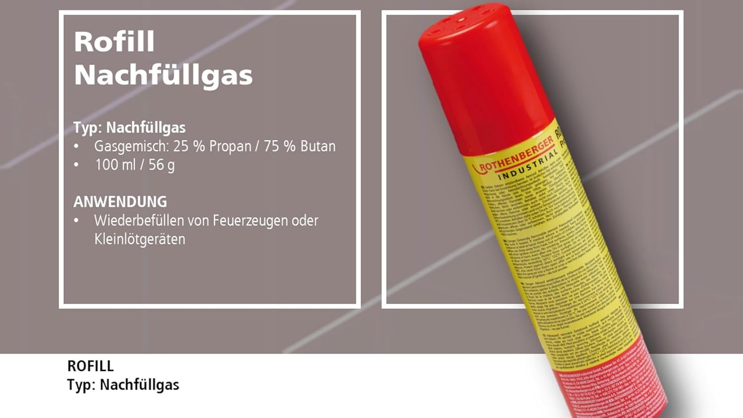 Rothenberger Industrial 4x Nachfüllgas 100 ml – Universal Feuerzeuggas + 5
