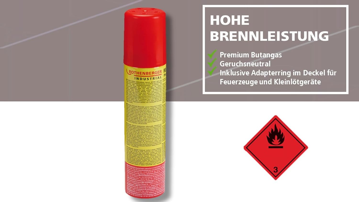 Rothenberger Industrial 2x Nachfüllgas 100 ml – Universal Feuerzeuggas + 5