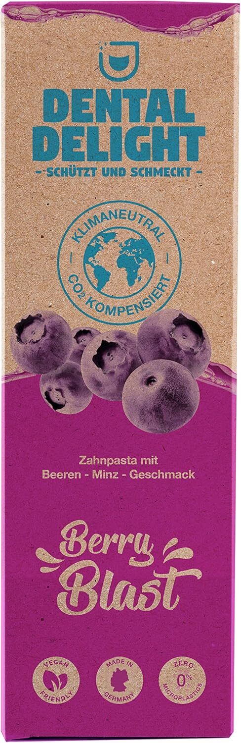 Dental Delight Berry Blast Zahnpasta – Vegane Zahncreme Blaubeere-Minze im 4er Pack