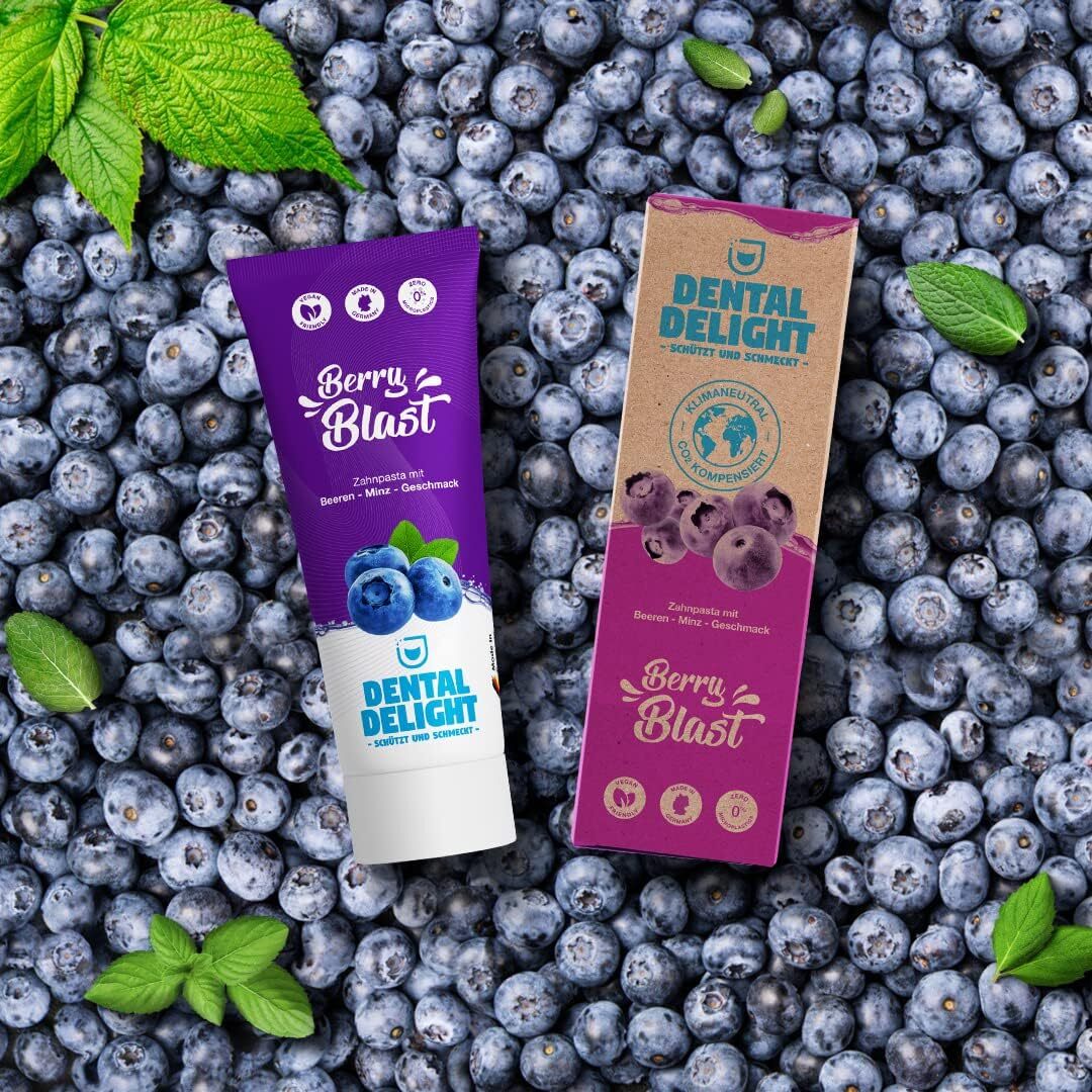 Dental Delight Berry Blast Zahnpasta – Vegane Zahncreme Blaubeere-Minze im 4er Pack