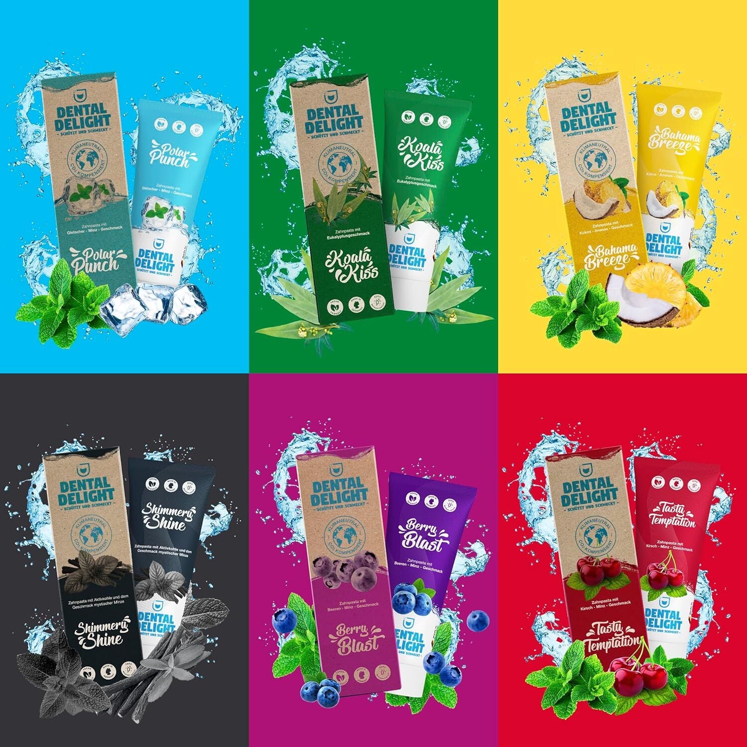 Dental Delight Berry Blast Zahnpasta – Vegane Zahncreme Blaubeere-Minze im 4er Pack