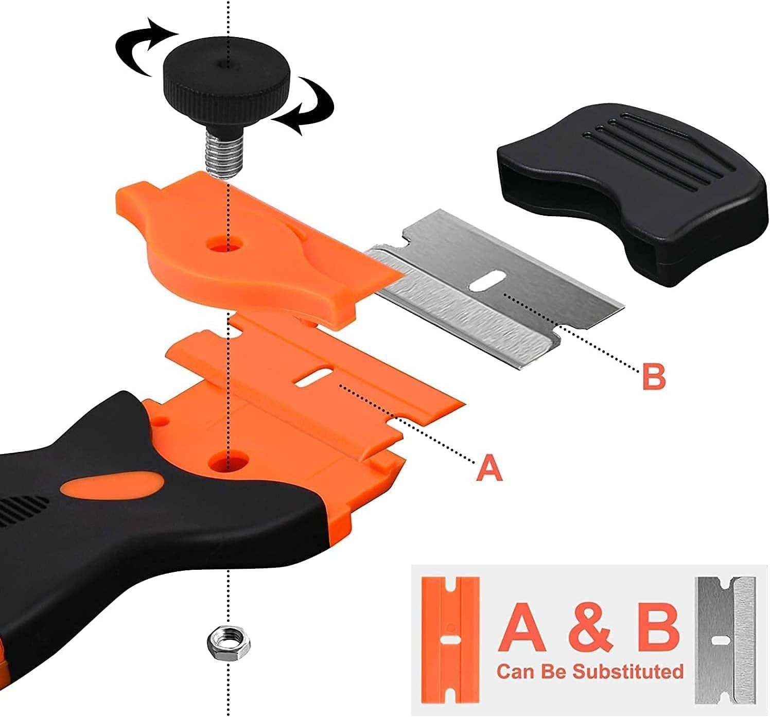 Flintronic Keramikschaber mit 20 Edelstahl & Kunststoff Klingen Herd Glasschaber