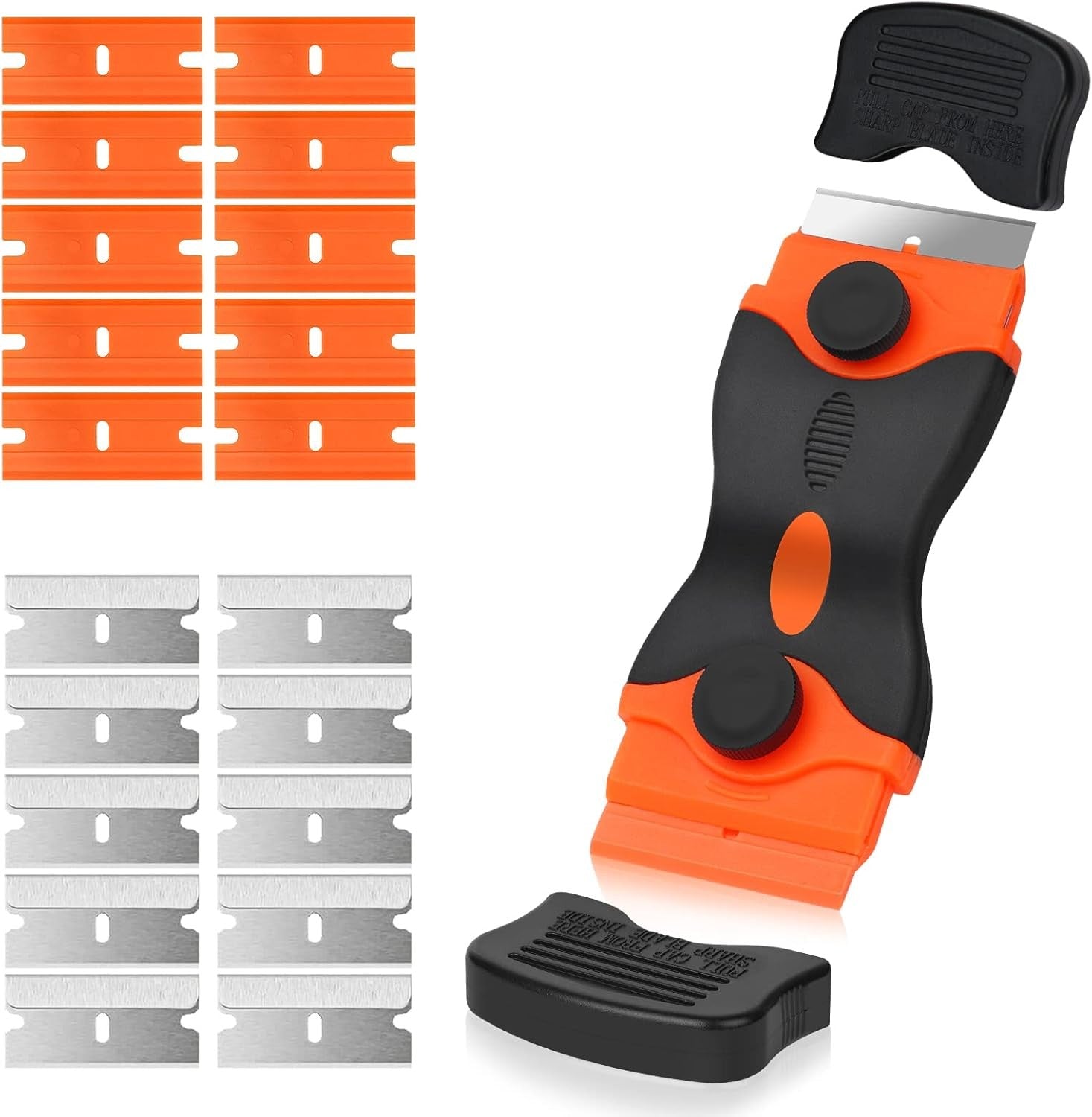 Flintronic Keramikschaber mit 20 Edelstahl & Kunststoff Klingen Herd Glasschaber