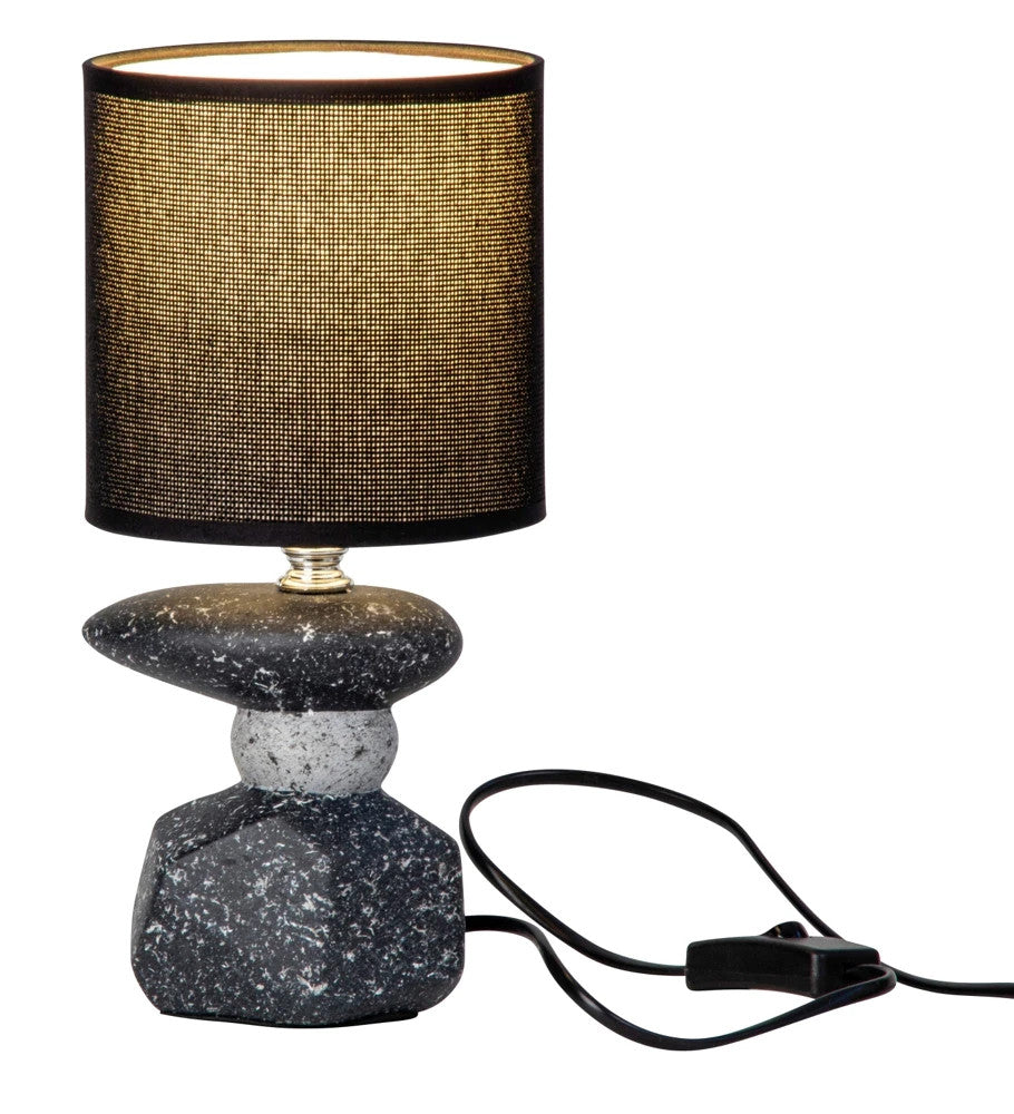 Lampe Steinoptik mit schwarzem Lampenschirm Keramik 27,5 cm 🖤
