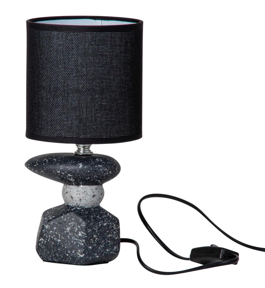 Lampe Steinoptik mit schwarzem Lampenschirm Keramik 27,5 cm 🖤