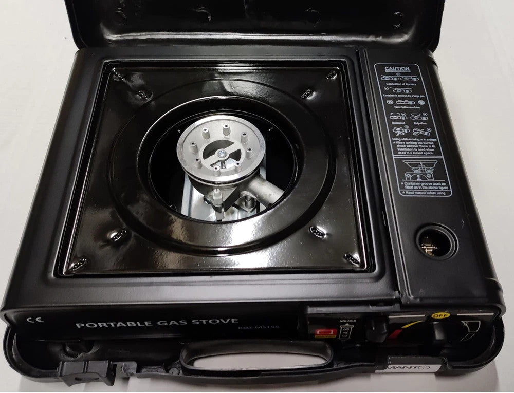 Camping Gaskocher Set 2-in-1 mit Koffer + 8x Gas Kartuschen 2200W