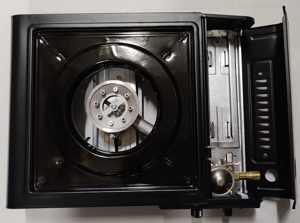 Camping Gaskocher Set 2-in-1 mit Koffer + 8x Gas Kartuschen 2200W