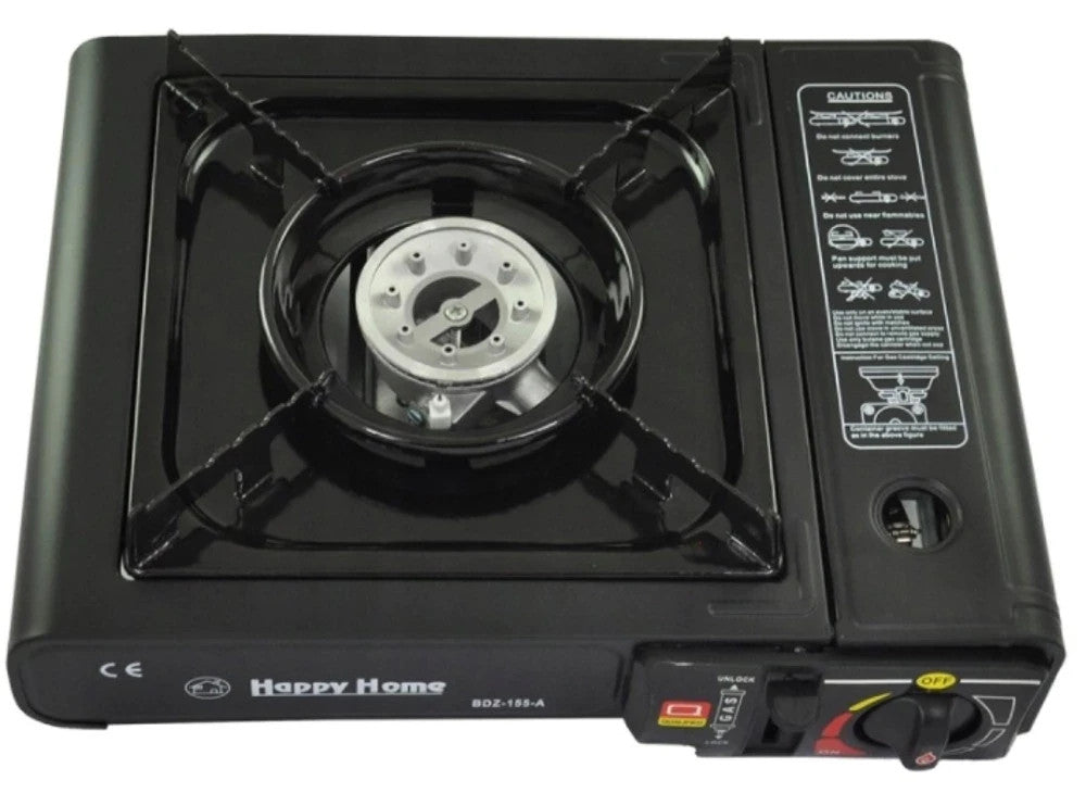 Camping Gaskocher Set 2-in-1 mit Koffer + 8x Gas Kartuschen 2200W