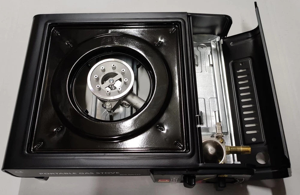 Camping Gaskocher Set 2-in-1 mit Koffer + 8x Gas Kartuschen 2200W