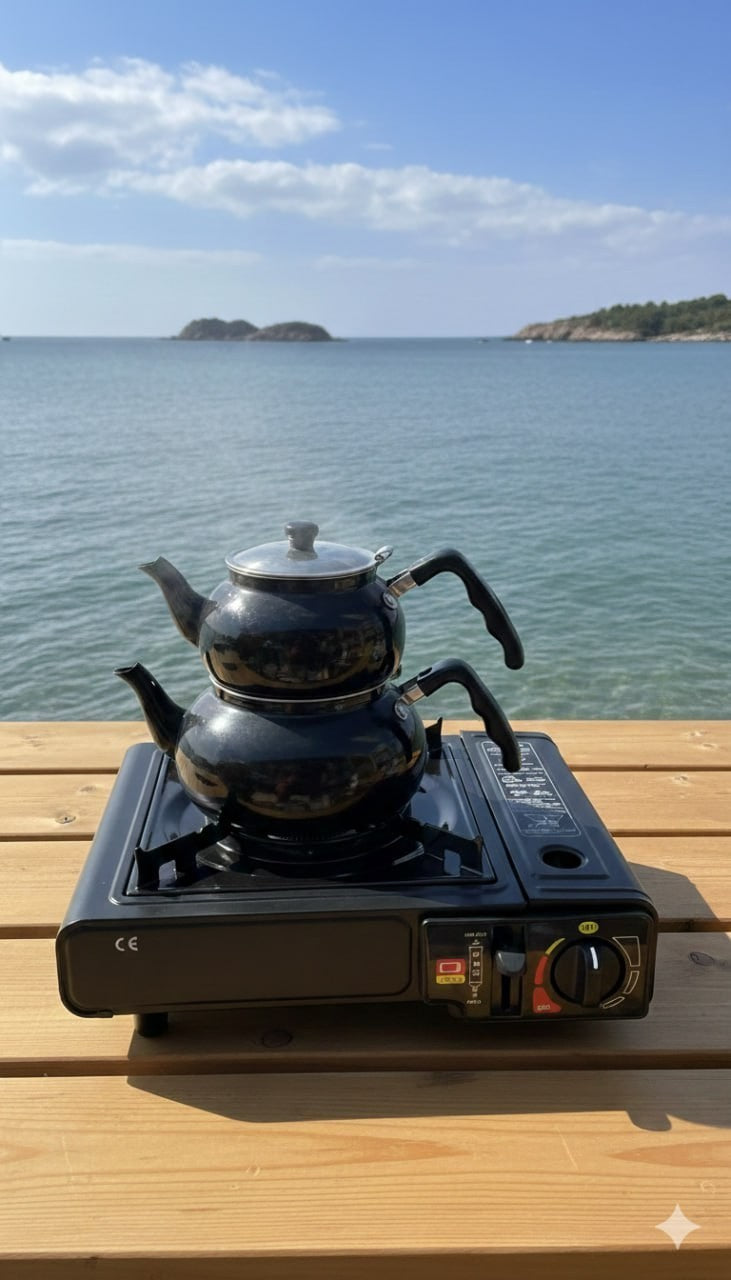 Gaskocher Campingkocher 2-in-1 mit Koffer + 4x Gas Kartuschen 2200W