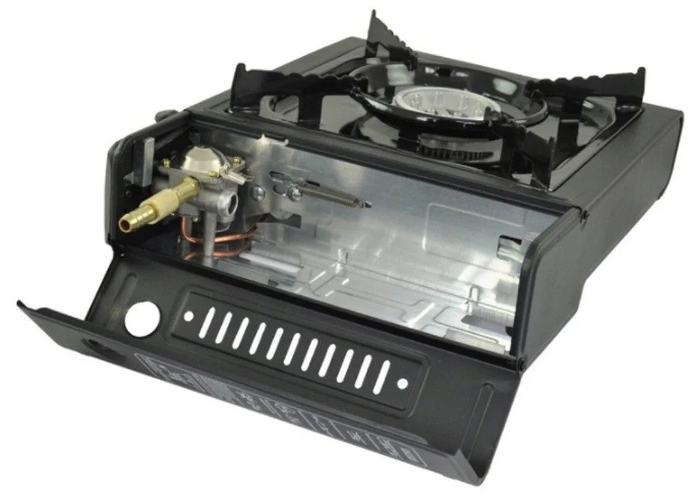 Gaskocher Campingkocher 2-in-1 mit Koffer + 4x Gas Kartuschen 2200W