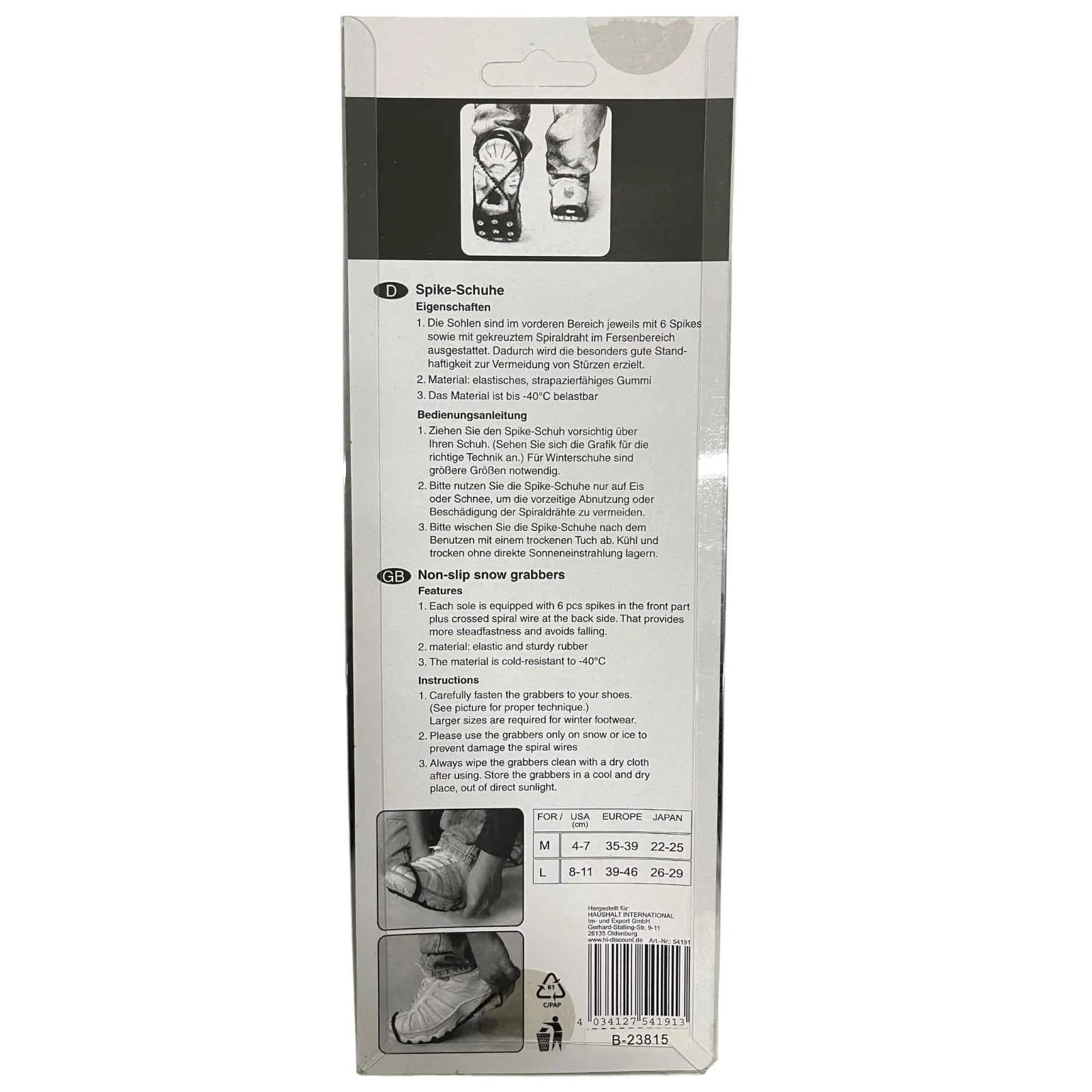 Schuhspikes Anti Rutsch Eiskrallen Wanderhilfe Gr. 35–39 M Spiraldraht - 1 Paar