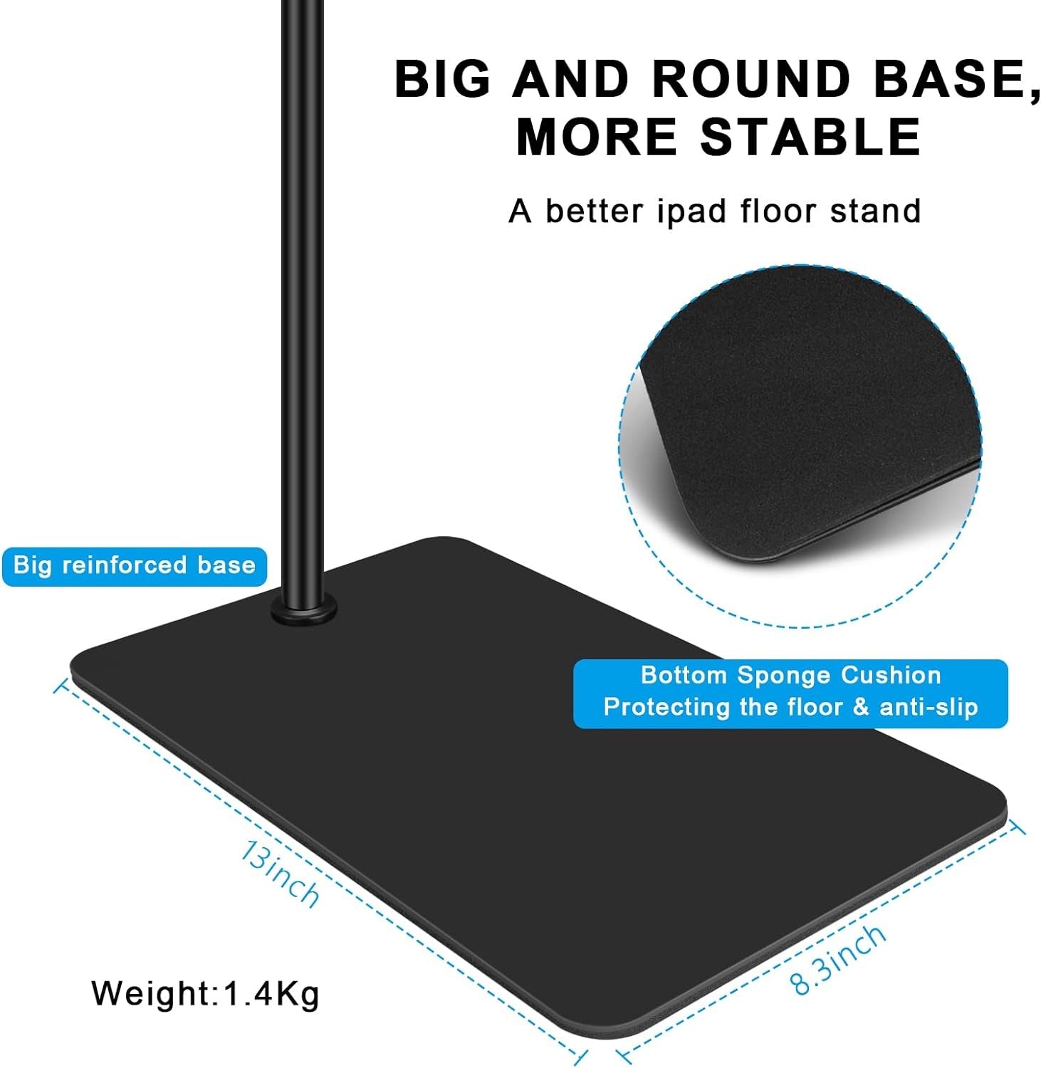 Tablet Bodenständer Doppelgewicht, 360° Drehbar Schwanenhals Halter für iPad