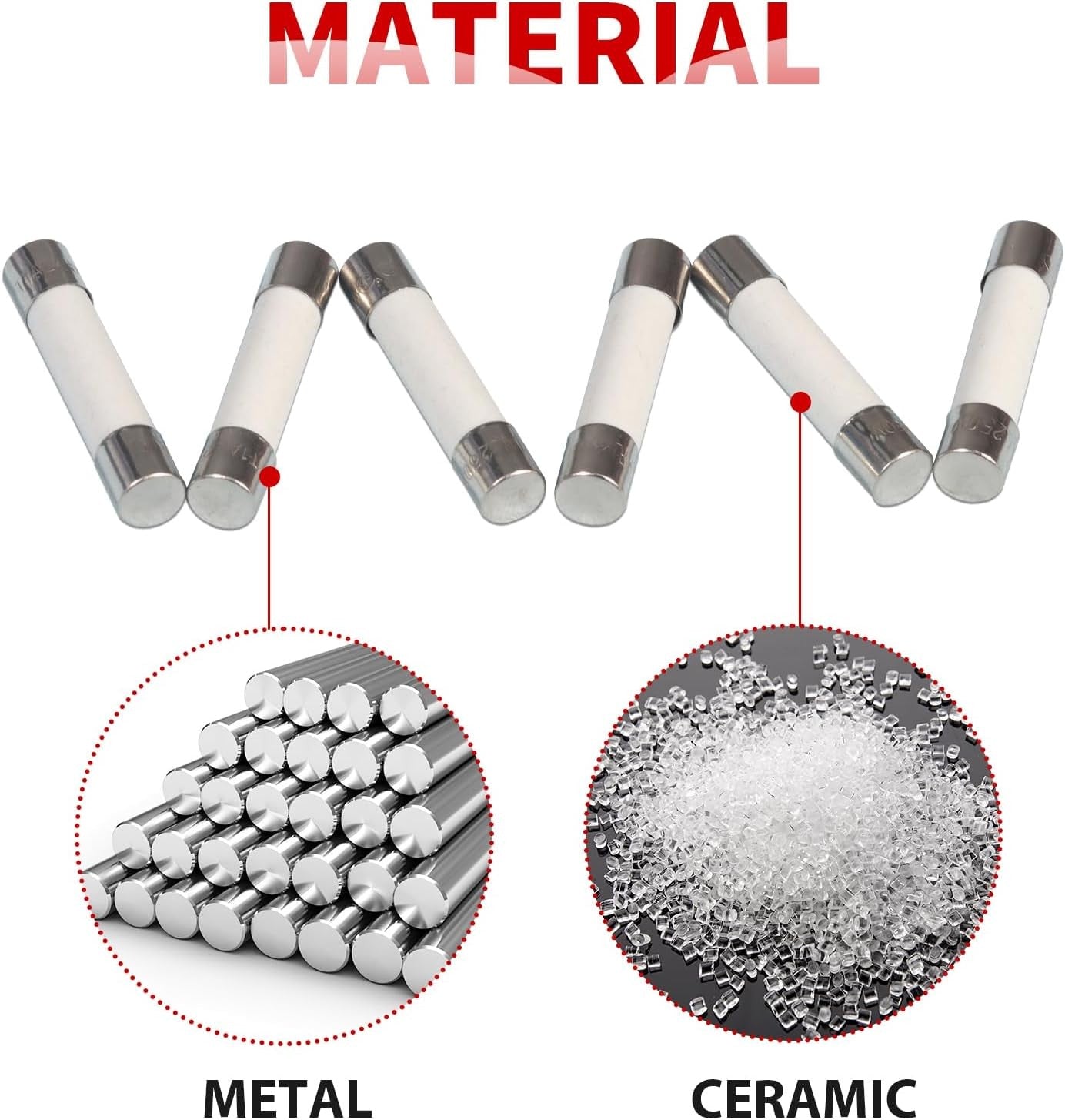 AUKENIEN Keramik Sicherungen 5x20mm Set 15 Werte T0,5A–20A 250V Sortiment