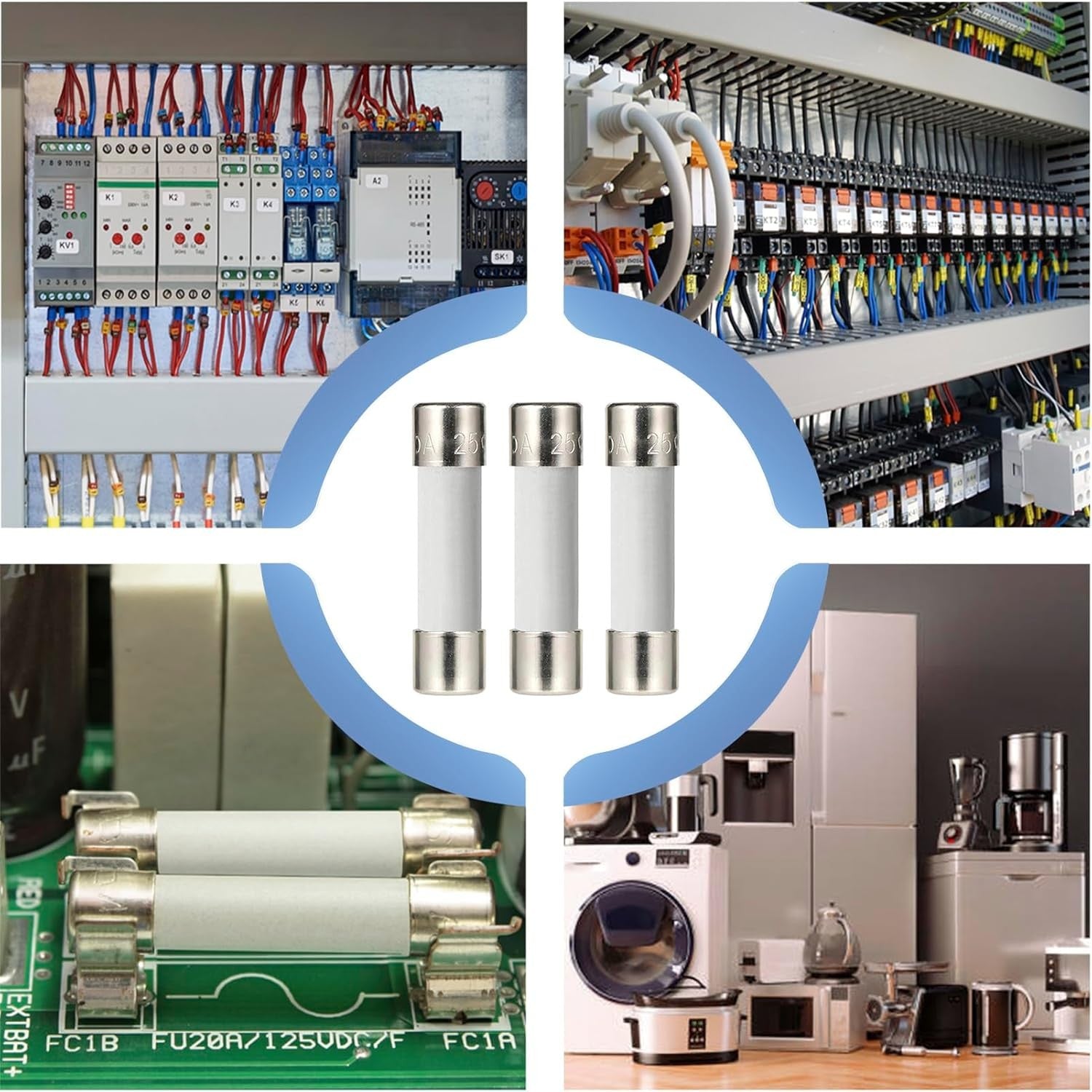 AUKENIEN Keramik Sicherungen 5x20mm Set 15 Werte T0,5A–20A 250V Sortiment