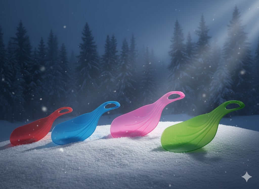 Poporutscher Schneerutscher mit Griff 50x36x8 cm – Leichter Schneeflitzer für Kinder und Erwachsene