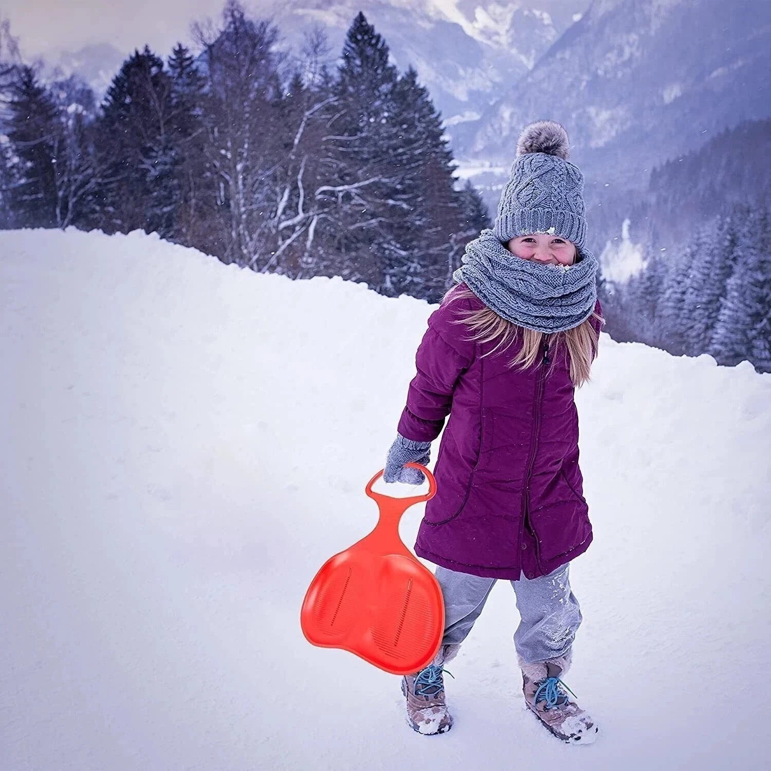 Poporutscher Schneerutscher mit Griff 33x46 cm Grün Kinder ❄️