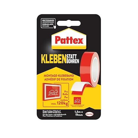 Pattex Kleben statt Bohren Klebeband, extra starkes doppelseitiges Klebeband