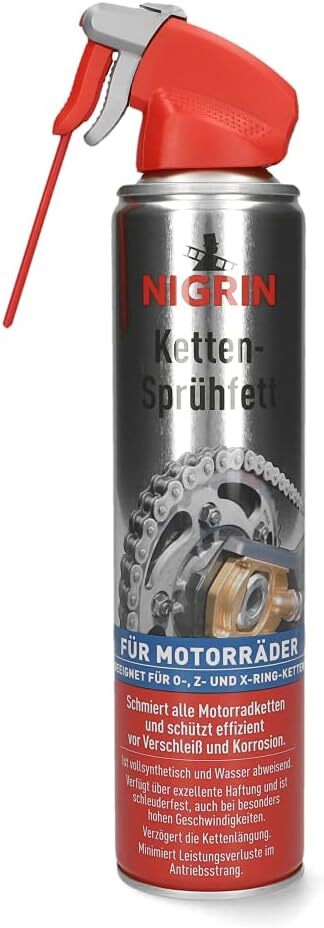 NIGRIN Ketten-Sprühfett, 400 ml, vollsynthetisch, schützt vor Verschleiß