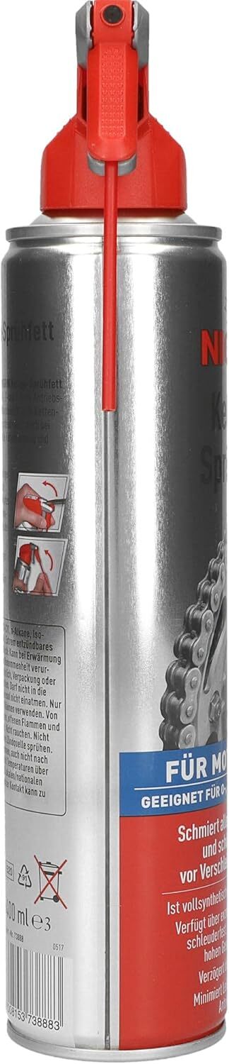 NIGRIN Ketten-Sprühfett, 400 ml, vollsynthetisch, schützt vor Verschleiß