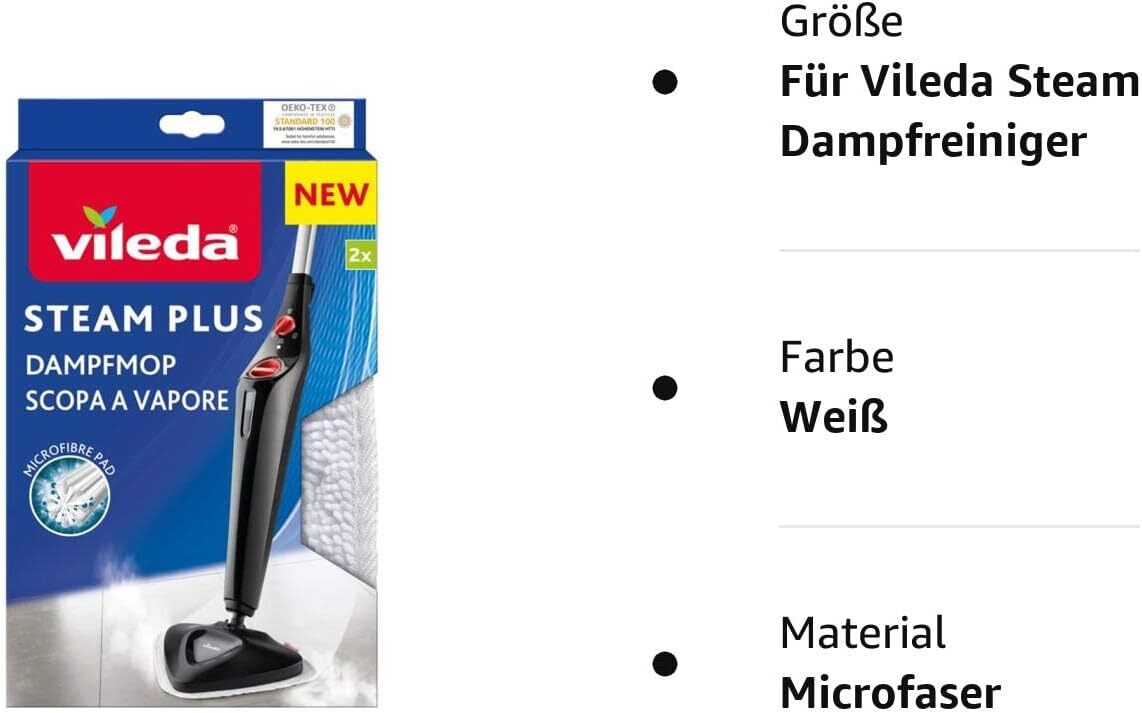 Vileda Steam Dampfreiniger Ersatzpads aus Mikrofaser – Waschbar & Wiederverwendbar (2 Stück)