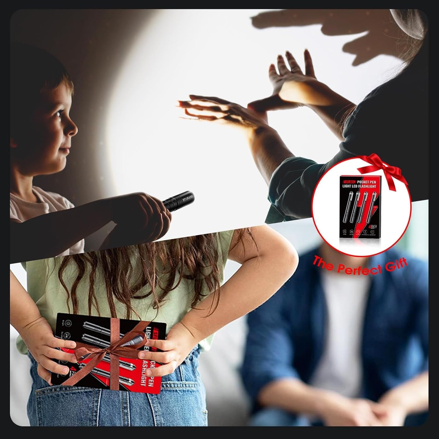 4er Set Mini LED Penlight Taschenlampe IPX4 Wasserdicht mit Clip & Batterien