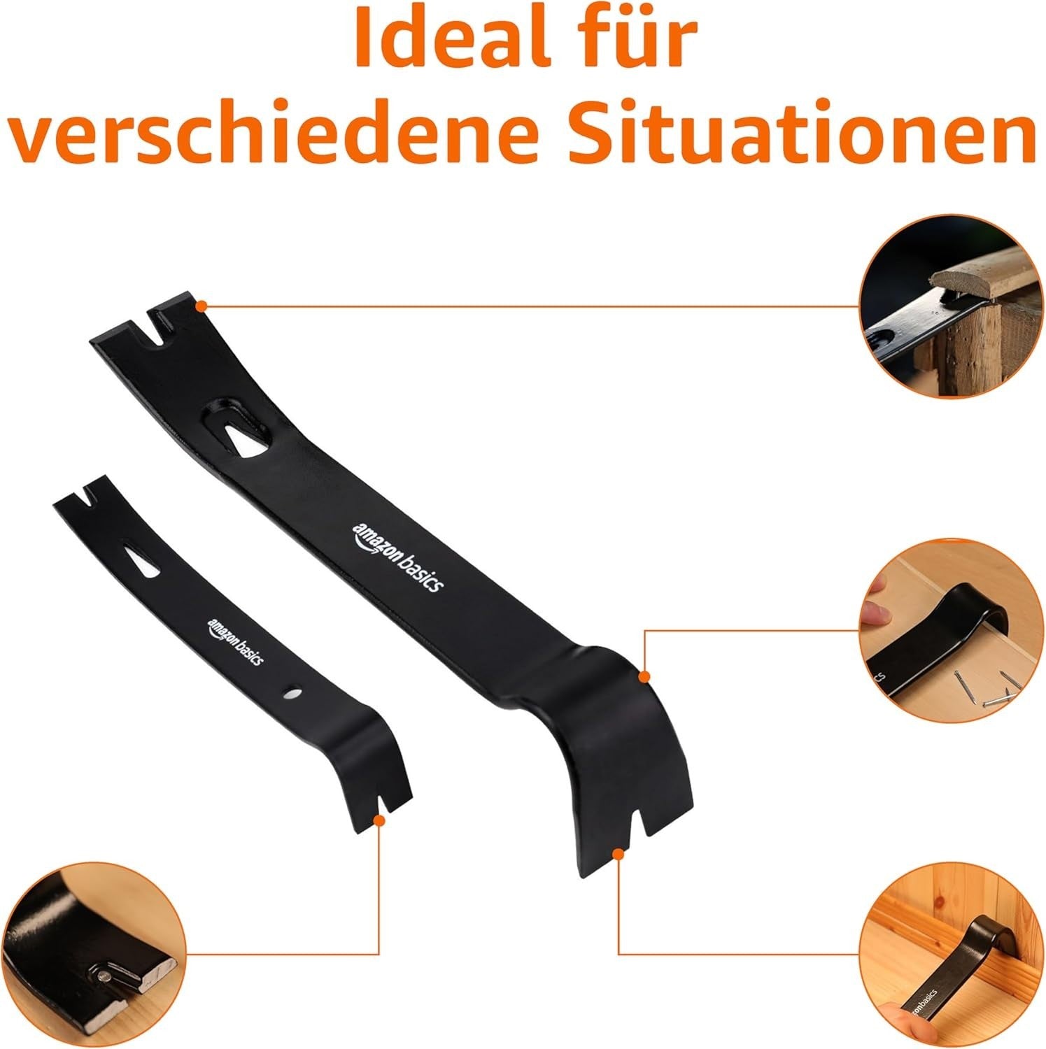 4-teiliges Brecheisen & Nagelzieher Set – Robustes Werkzeug für Holzarbeiten