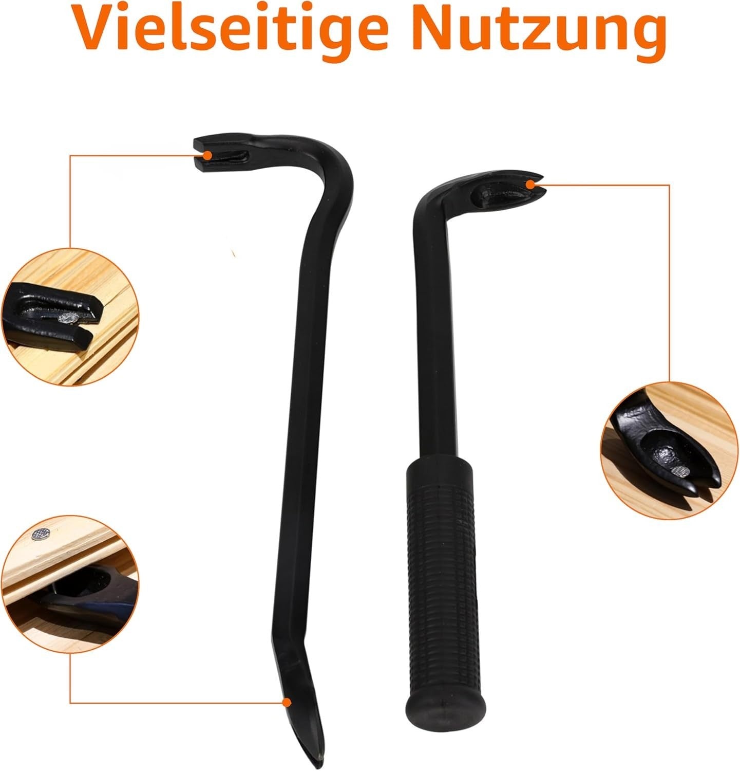 4-teiliges Brecheisen & Nagelzieher Set – Robustes Werkzeug für Holzarbeiten