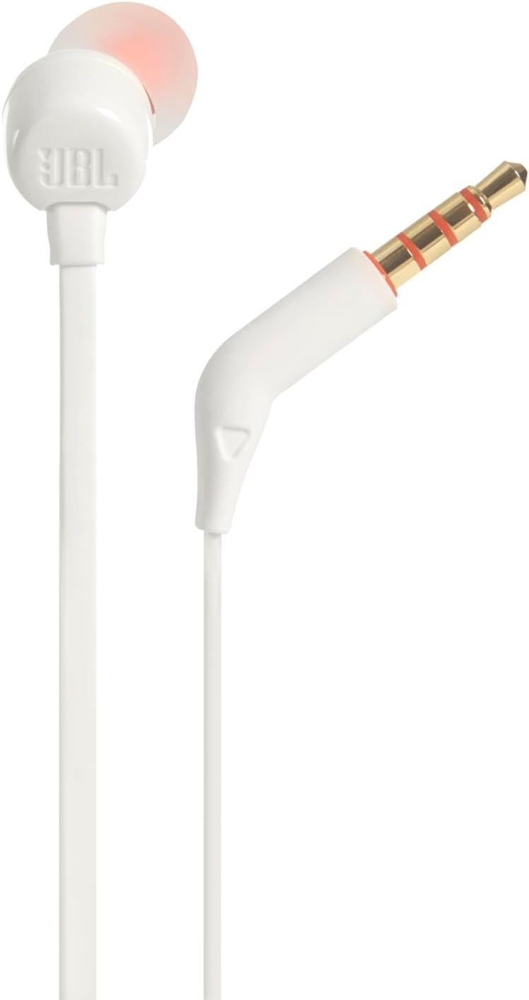 JBL T110 In-Ear Kopfhörer Weiß – Pure Bass Sound mit 3,5 mm Klinke & Mikrofon 🎧