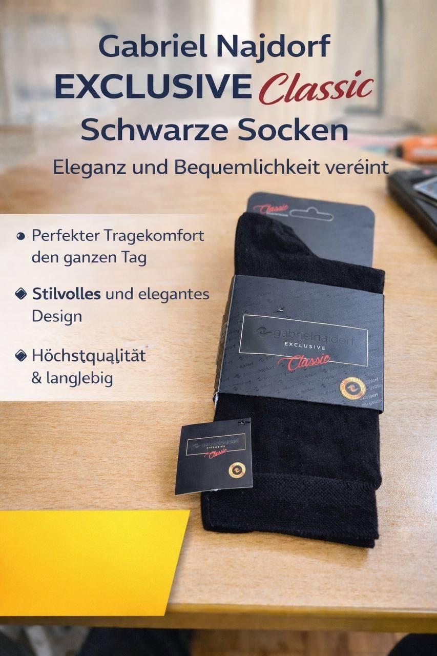 Gabriel Najdorf Exclusive Classic - Schwarze und Graue Angora Wollsocken, Größe