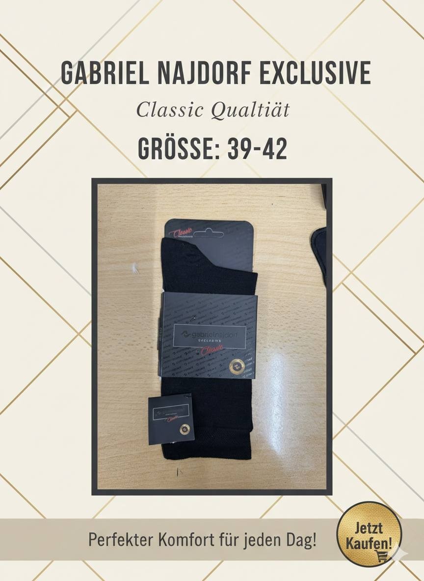 Gabriel Najdorf Exclusive Classic - Schwarze und Graue Angora Wollsocken, Größe