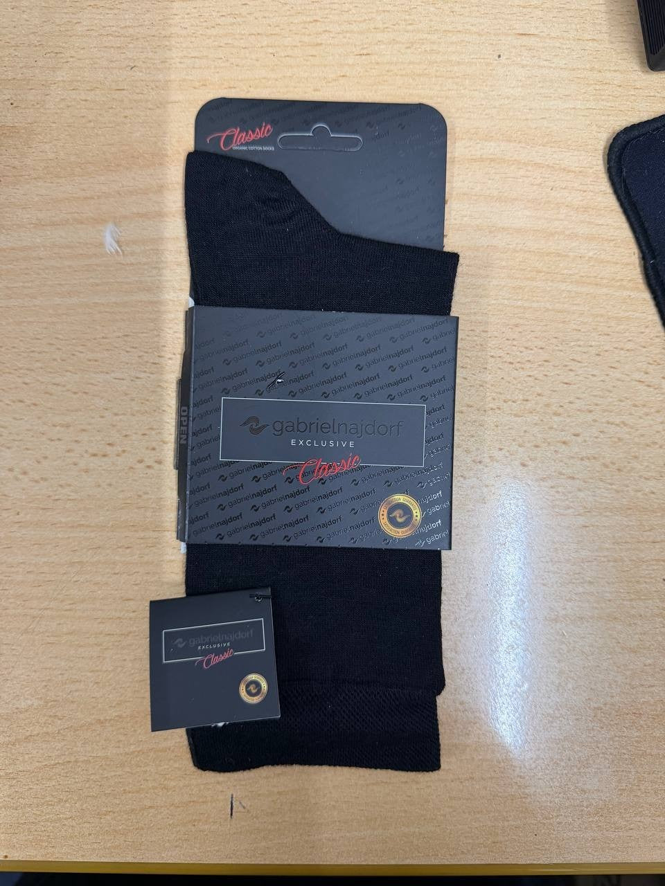 Gabriel Najdorf Exclusive Classic - Schwarze und Graue Angora Wollsocken, Größe
