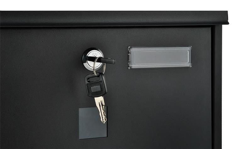 Briefkasten Schwarz A4 mit Zeitungsrolle Schloss Wandmontage Metall