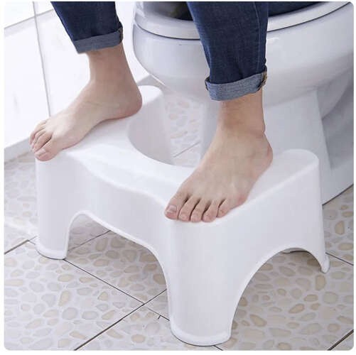 WC Hocker Toiletten Fußstütze – Ergonomischer Toilettenhocker aus Kunststoff Weiß